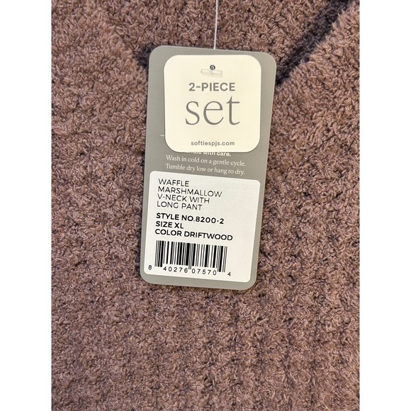 SOFTIES Marshmallow Waffle Knit V Neck Long Sleeve Sweater Pant Set XL Driftwood - Picture 4 of 7